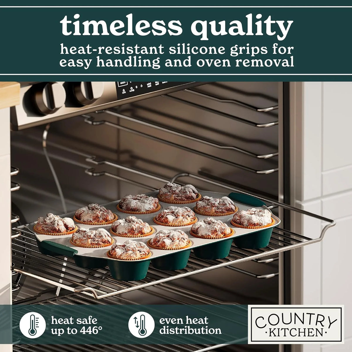 Country Kitchen 10-Piece Nonstick Bakeware Set - Stackable Pots and Pans, Black