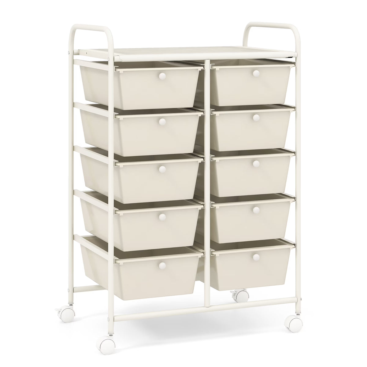 Gymax 10-Drawer Rolling Storage Cart Tools Scrapbook Paper Organizer on Wheels Black Gradient