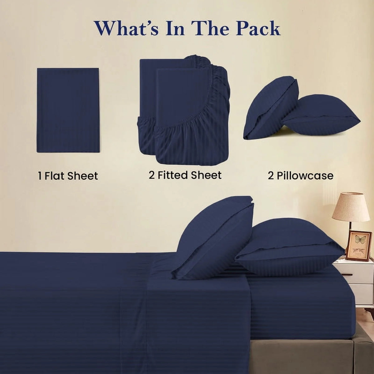 5-Piece Split Queen Sheet Set, 800 Thread Count, 100% Egyptian Cotton, Color Aqua Blue Stripe Pattern, Fits 16-Inch Deep Mattresses