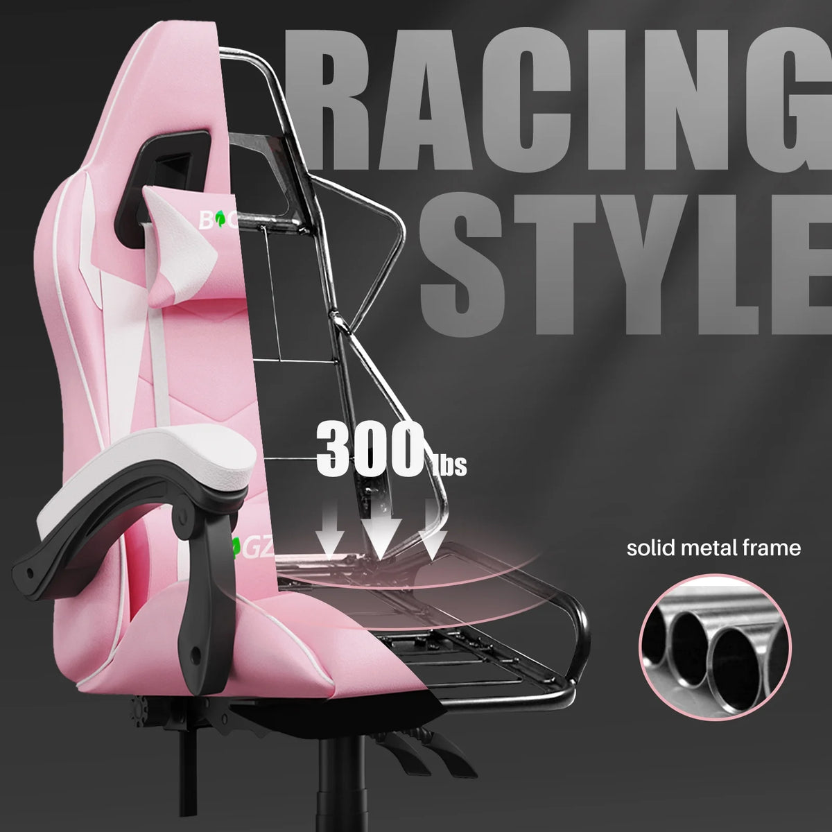 Bigzzia Gaming Chair Pu Leather Office Chair with Ergonomic Lumbar Pillow, Reclining Racing Game Chair Backrest and Seat Height Adjustable Swivel Recliner,Esports Chair with Headrest,Blue
