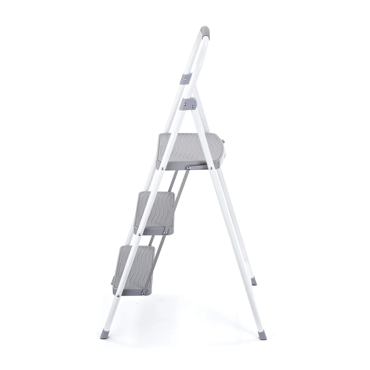 Rubbermaid 3 Step Folding Ladder, Steel Foldable Step Stool, White