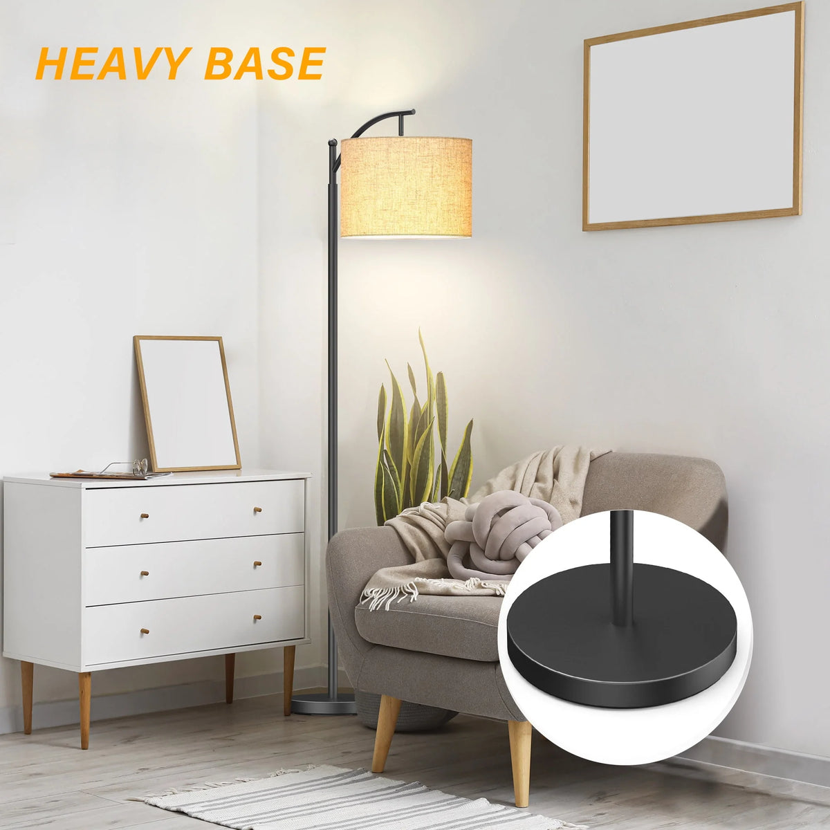 Pazzo Metal Arc Floor Lamp with Remote Control & Stepless Dimmable Bulb, for Living Room, Bedroom, Black