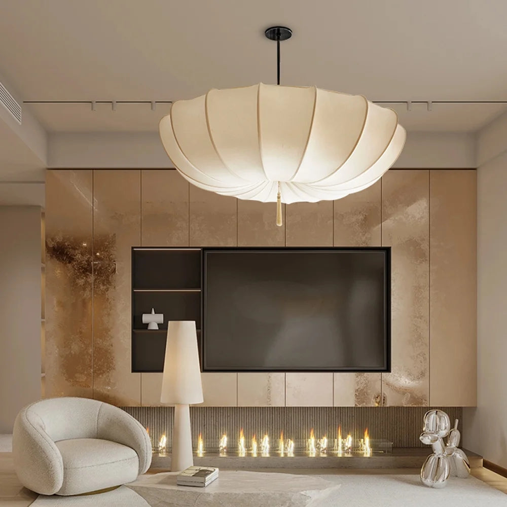 Arturesthome Nordic Medieval Fabric Pendant Lamp French Hotel Living Room Chandelier