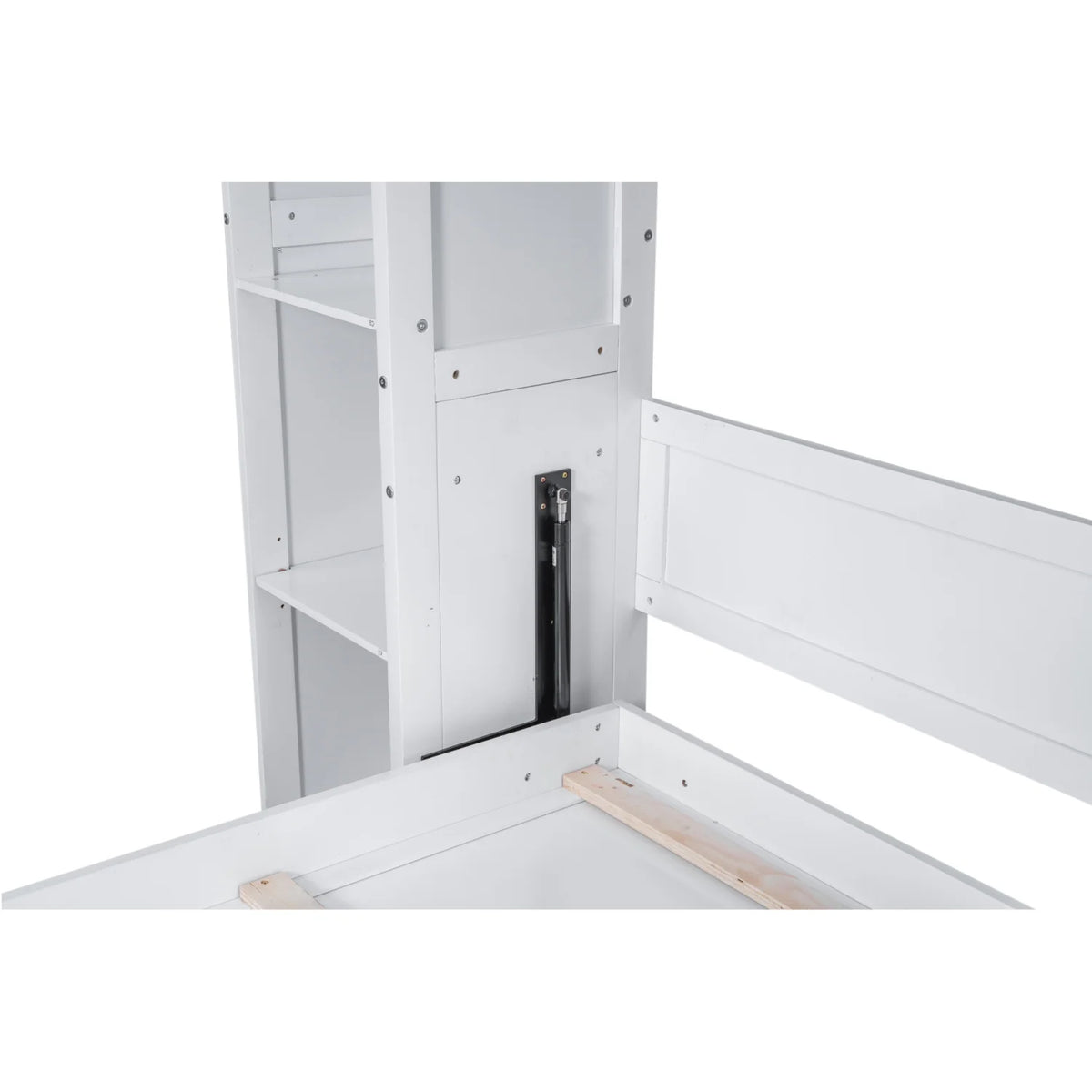 Harper & Bright Designs Full Size Murphy Bed with Shelves, Foldable Wall Bedframe w/Flexible Slats Support, Space-Saving Design, Can Be Folded Into Cabinet, White