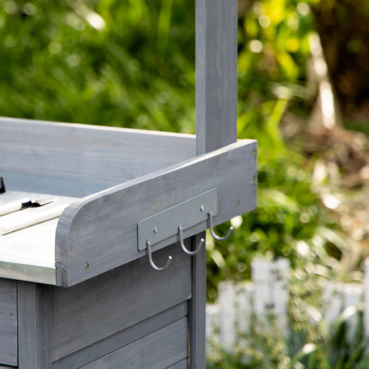 Outsunny Potting Bench Prep Table with Faucet, Sink, and Storage, Gray