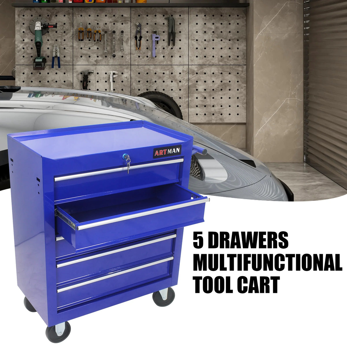 ARTMAN 5 Drawer Rolling Tool Chest, Tool Storage Cabinet  with Wheels and Drawers for Garage Warehouse