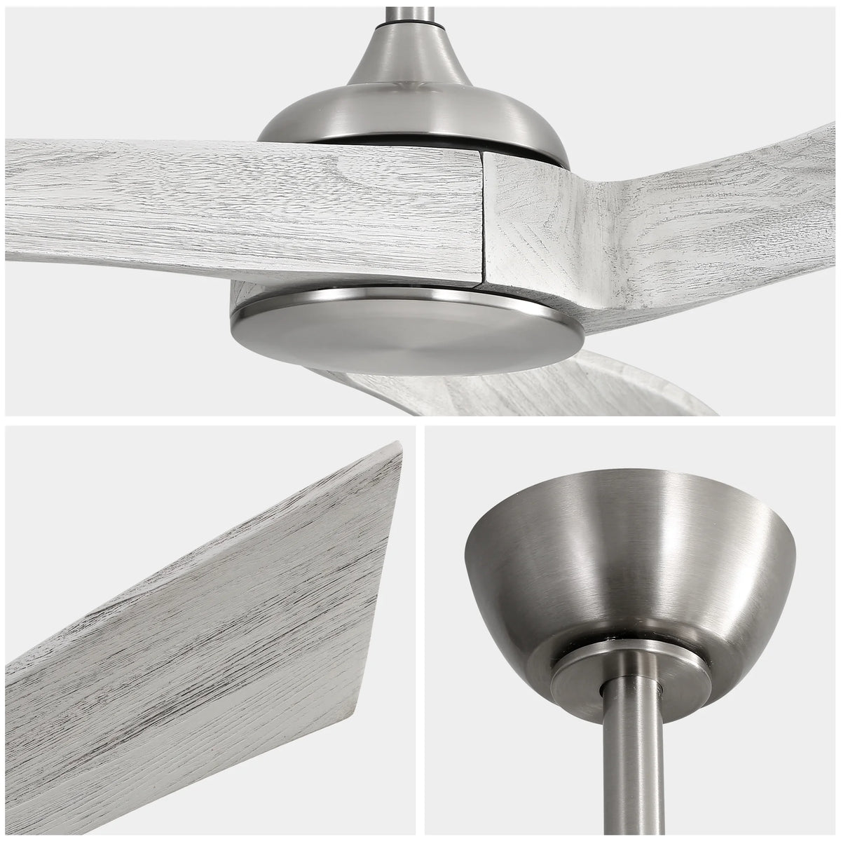 Sofucor 52" Wood Ceiling Fan No Light, 6 Wind Speeds, 3 Blades with Reverse Airflow, Black