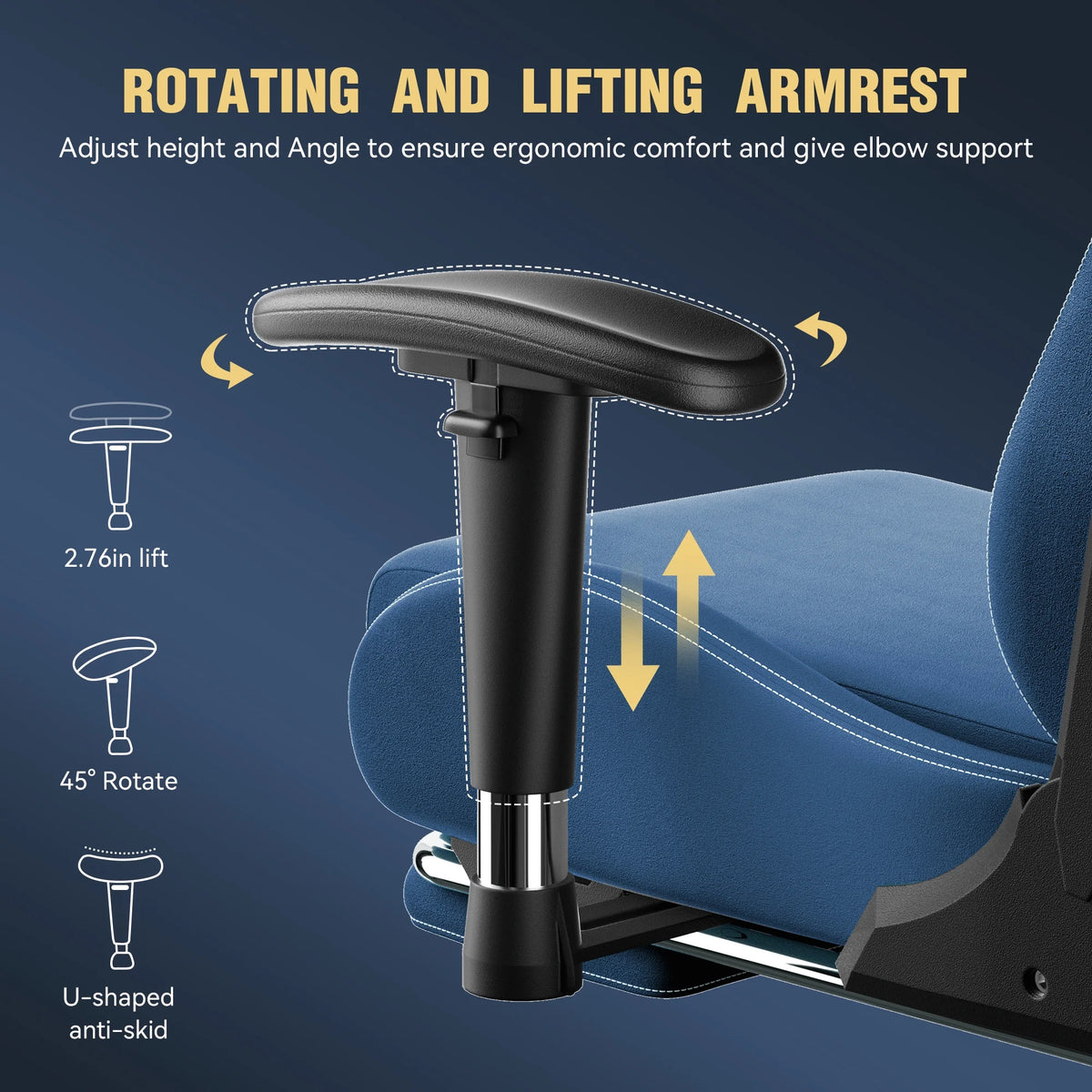Dowinx Computer Gaming Chair with Pocket Spring Cushion and 4D Armrests for Office,Breathable Fabric High Back Ergonomic Task Chair with Footrest , Massage Lumbar Support Black