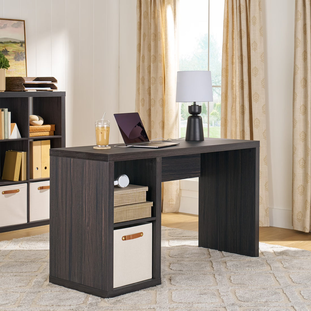 Better Homes & Gardens Cube Storage Office Desk, White Texture