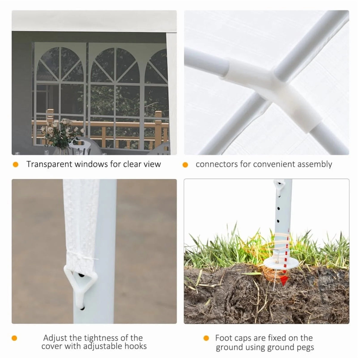 Outsunny 10' x 20' Large Party Tent, Events Shelter Canopy Gazebo with 4 Removable Side Walls, Shade Shelter for Weddings, White On-Site