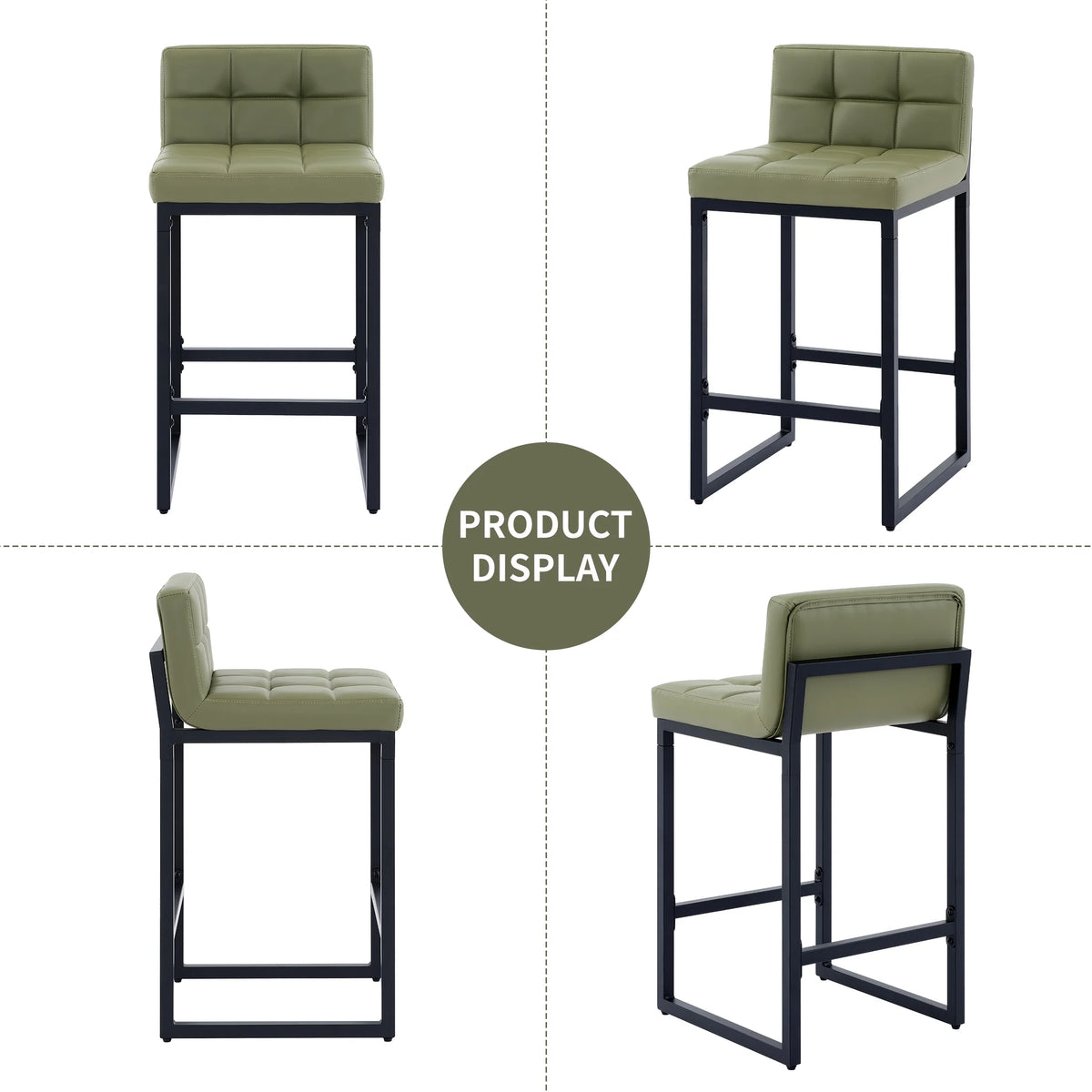 FIRAVOE Bar Stools Set of 3, Counter Height Bar Stools (Low Back)(Thickened Frame) 26" PU Leather Barstools Bar Chairs for Kitchen Island, Black
