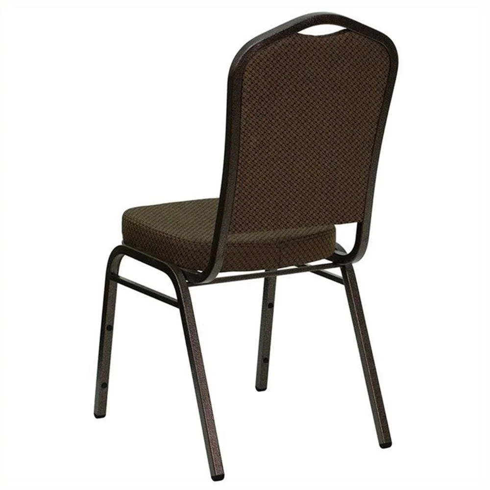 Bowery Hill Fabric/Metal Crown Back Banquet Stacking Chair in Brown
