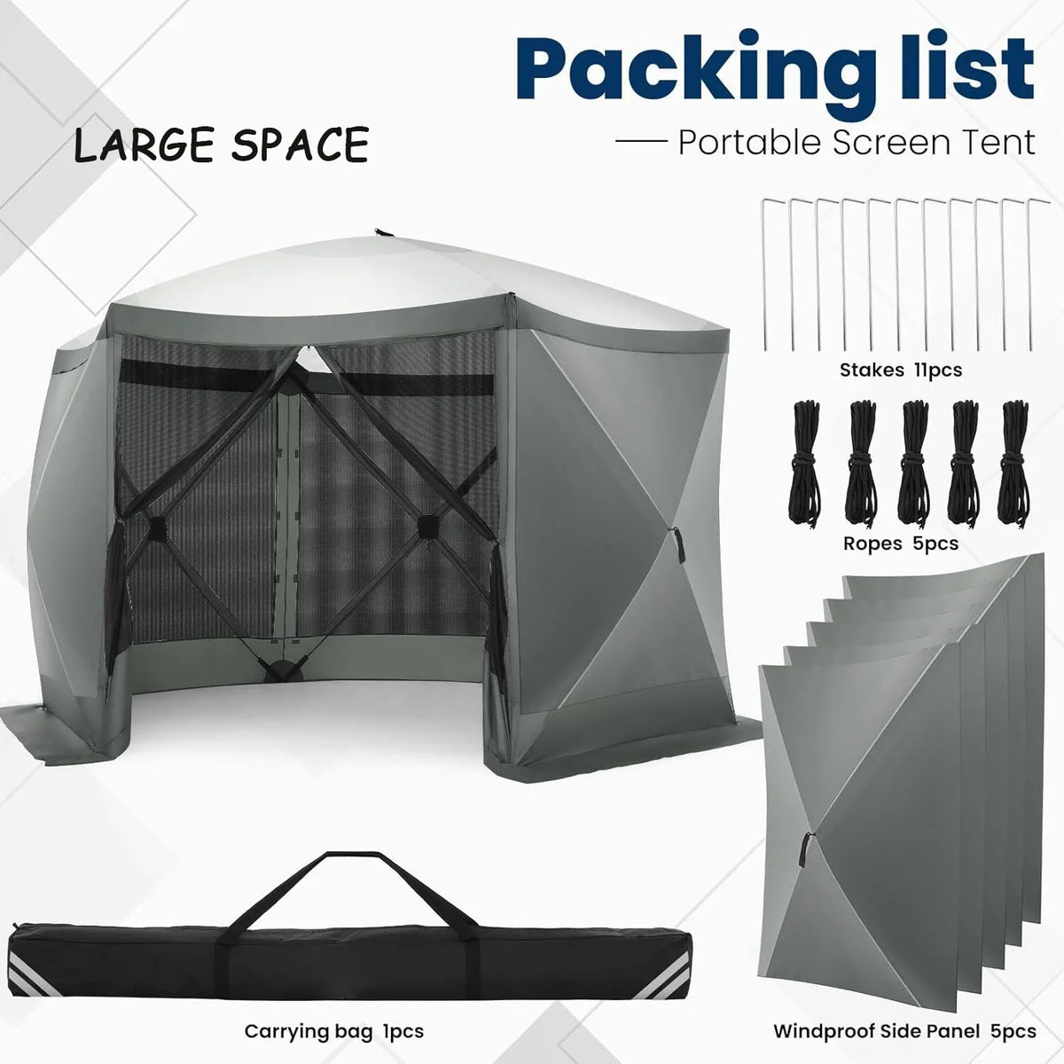 COBIZI 12x12ft Pop-up Gazebo Screen Tent Screen House with sidewalls and Mosquito Netting for Camping, Waterproof, UV Resistant, EZ Set-up Party Canopy with Carrying Bag and Ground Stakes, Brown