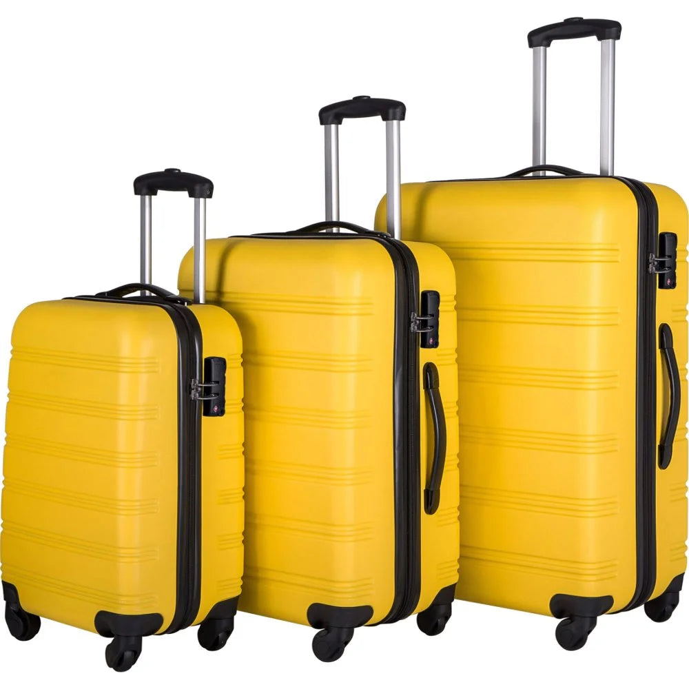 Tcbosik Luggage Sets, 3 Piece Set Hardside Suitcases with Spinner Wheels, 20/24/28 Travel Luggage Lightweight, Dark Blue