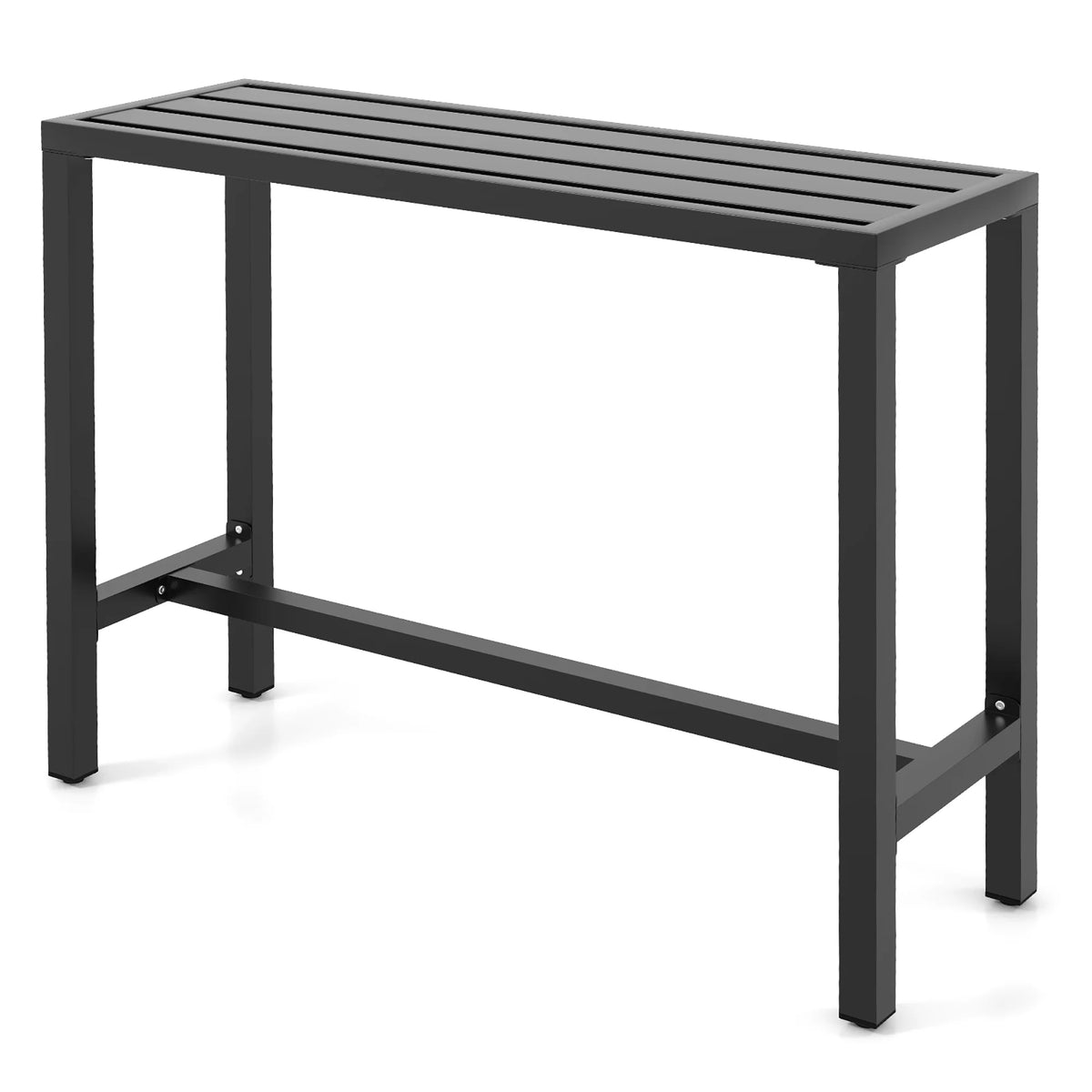 Costway Outdoor Metal Bar Table 55'' Patio Rectangular Counter Height Dining Table Black