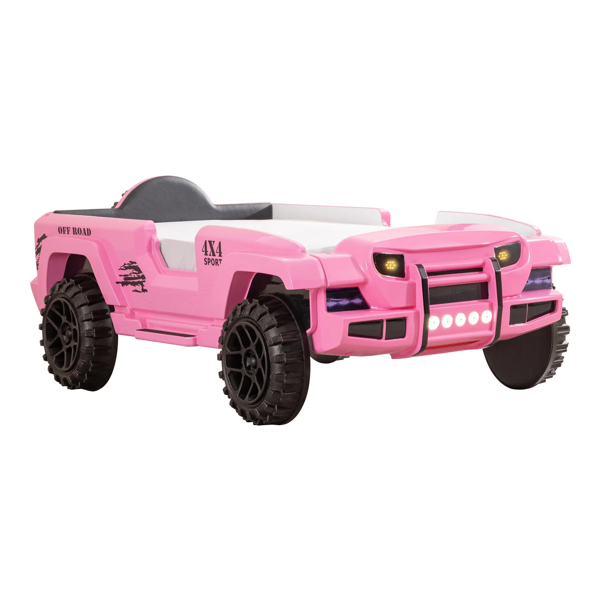 Furniture of America Terra Kids Plastic Twin SUV Bed with LED and Sound, Black