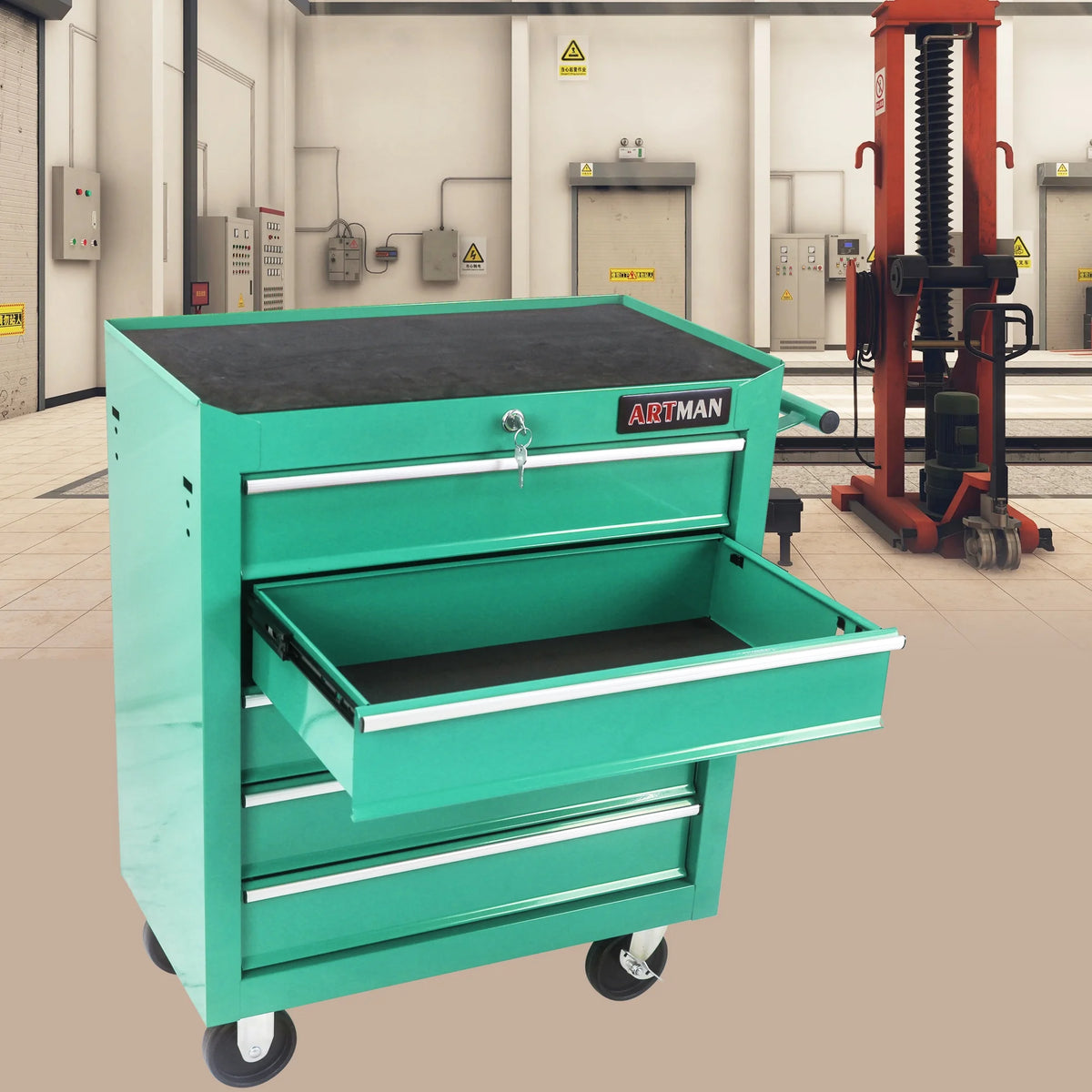 5 Drawer Rolling Tool Chest, Steel Tool Storage Cabinet for Garage Storage with 4 Wheels and Locker