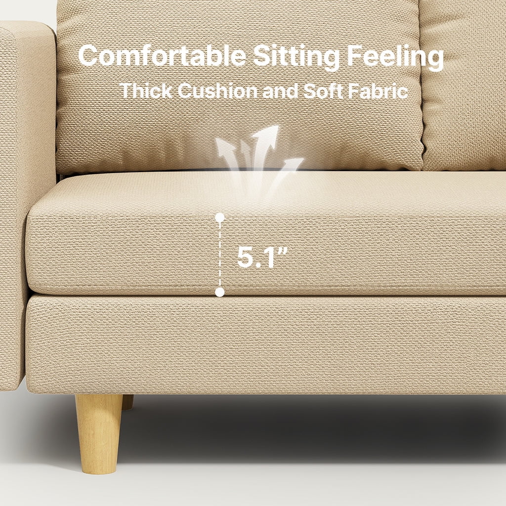 Aiho 82" L Modern Sofa, L-shaped Sofa with 3 Comfortable Pillows for Living Room, Apartment, Studio, Office - Dark Grey