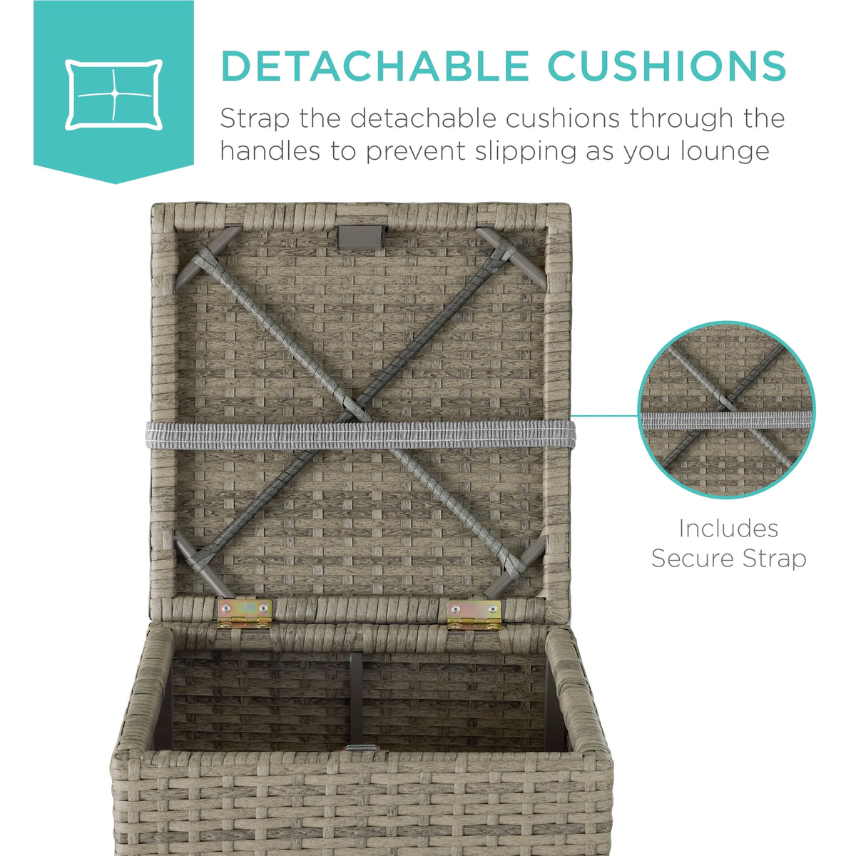 Best Choice Products Set of 2 Wicker Ottomans, Multipurpose Furniture w/ Removable Cushions - Brown/Beige