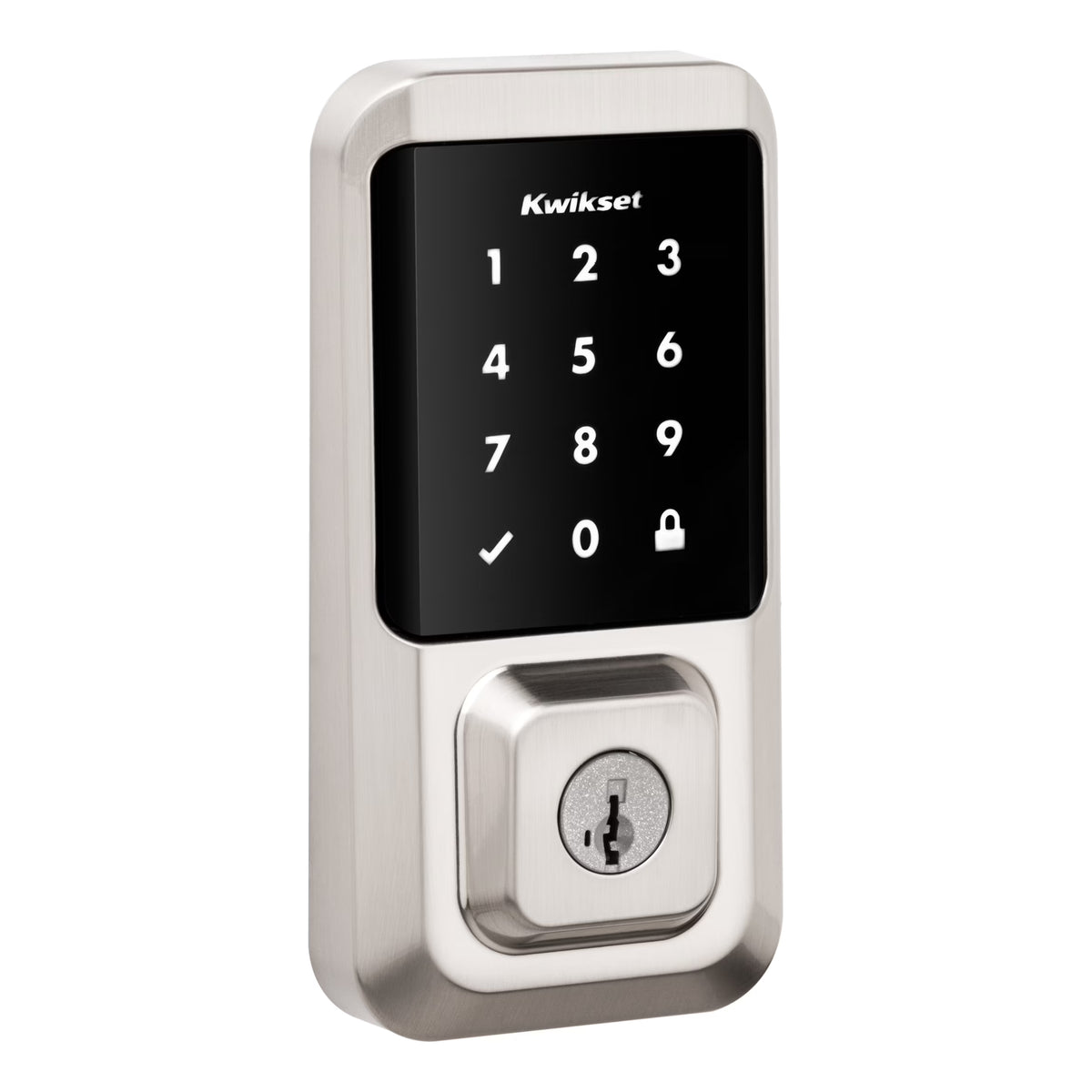 Kwikset Halo Touchscreen Wi-Fi Smart Deadbolt Hardware Lock with Smartkey Satin Nickel