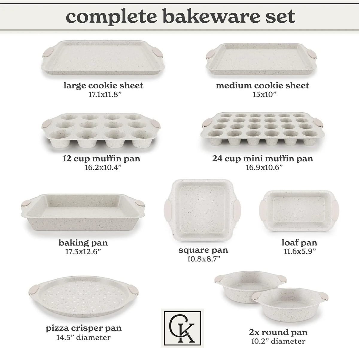 Country Kitchen 10-Piece Nonstick Bakeware Set - Stackable Pots and Pans, Black