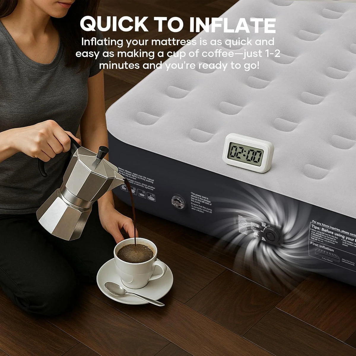 Camping Air Mattress Bed, Full Size with Built in Pump
