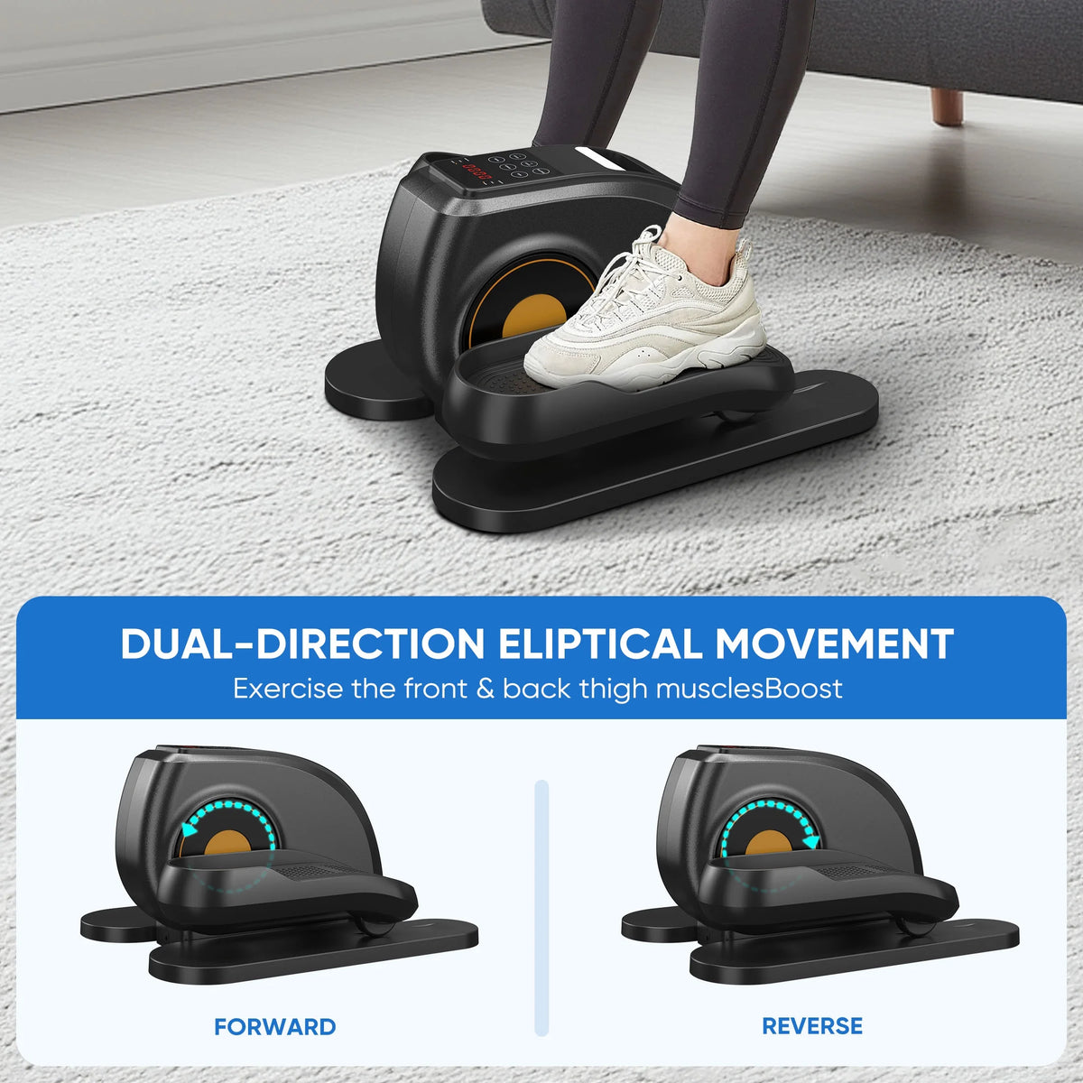 edx Under-Desk Elliptical Machine �?Compact, Quiet & Portable Pedal Exerciser with Adjustable Speed, LED Display, Ideal Mini Elliptical for Home or Office Workout