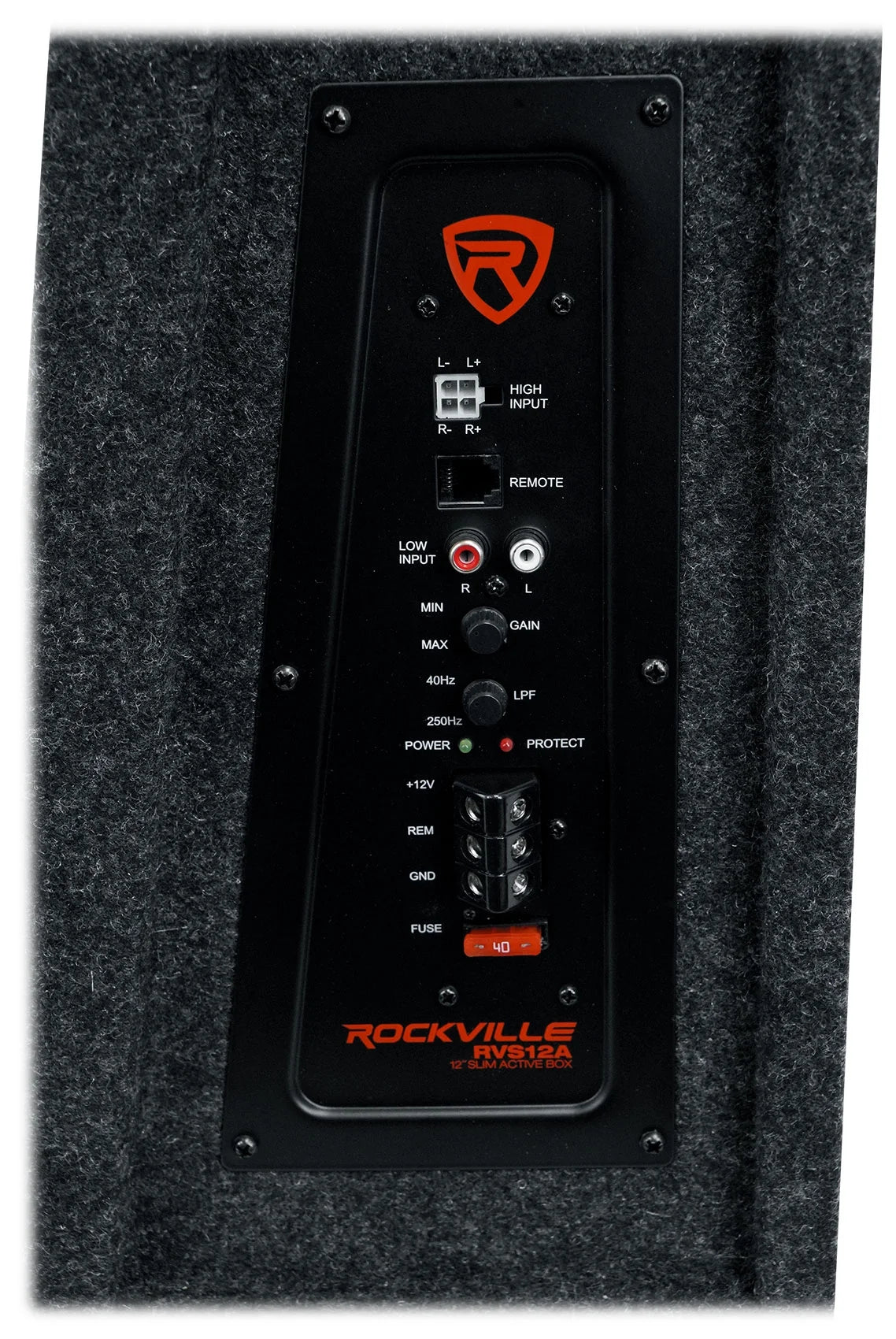 Rockville RVS12A 12" 1400w Slim Vented Powered Car Subwoofer Enclosure + Amp Kit