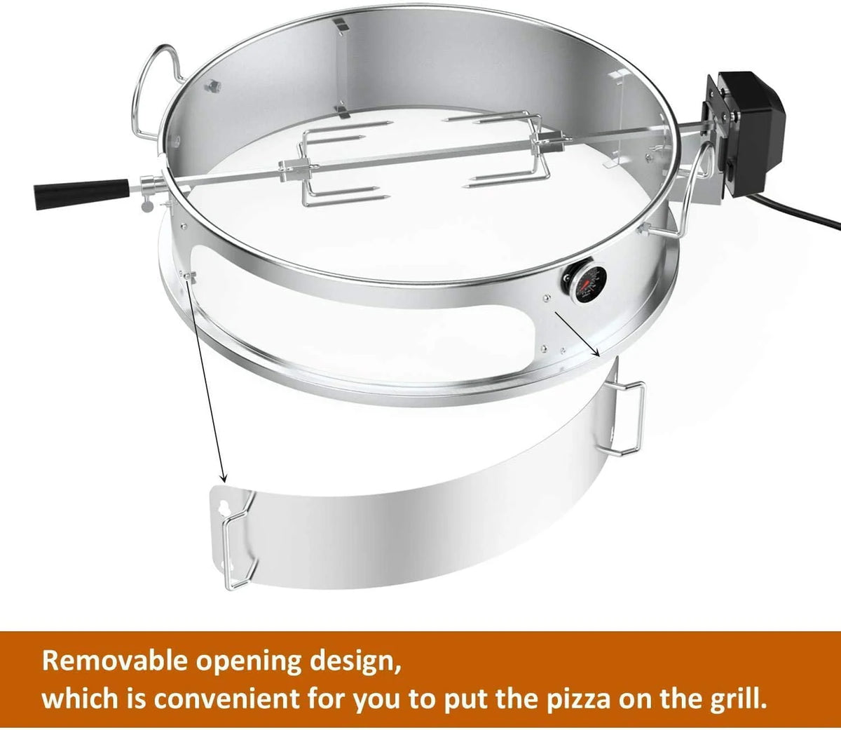 Onlyfire Multi-Purpose Rotisserie Ring Kit for Weber 22 1/2" Kettle Grill
