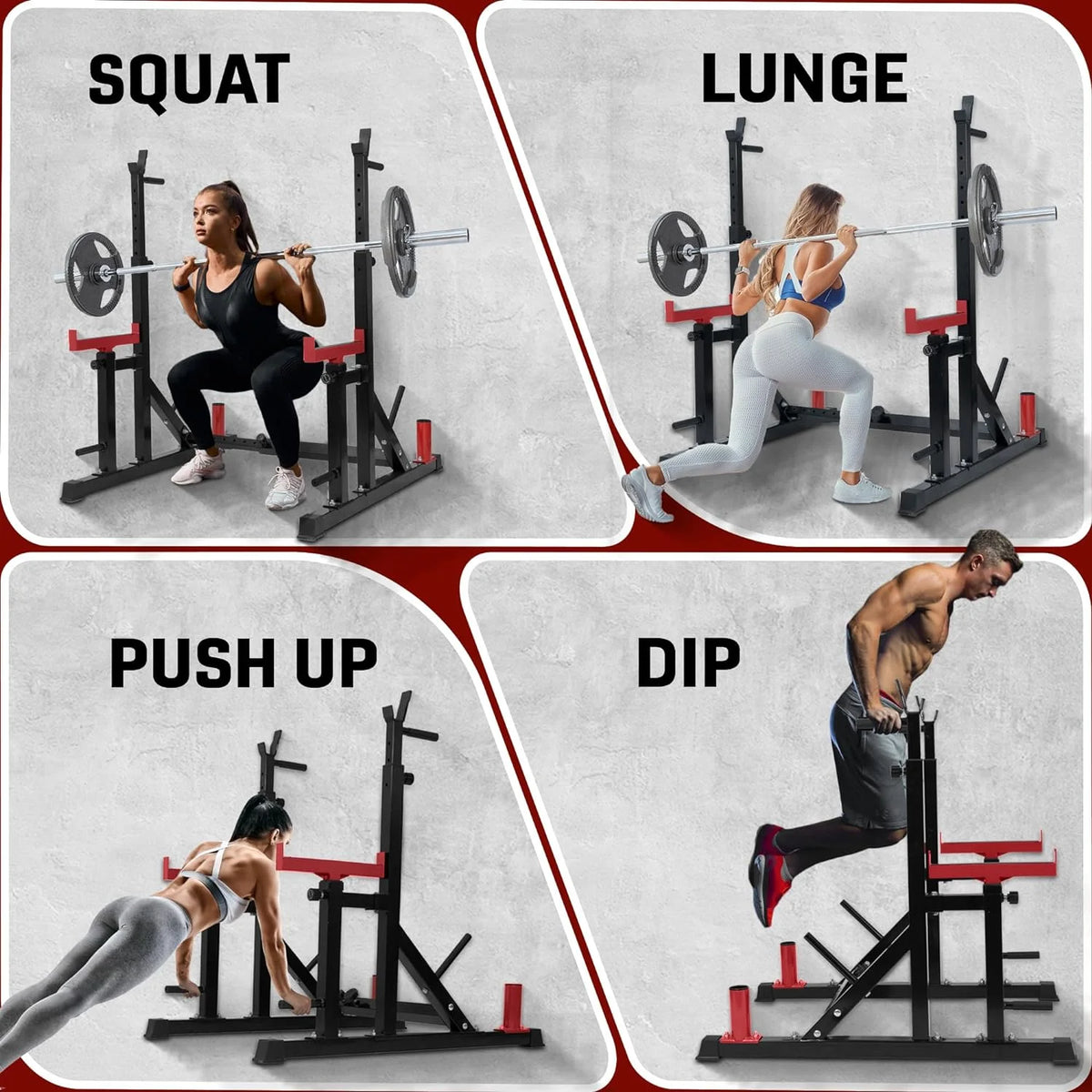 Yes4All Hip Thrust Leg Exercise Machines with Bench, Resistance Bands, Black/Red