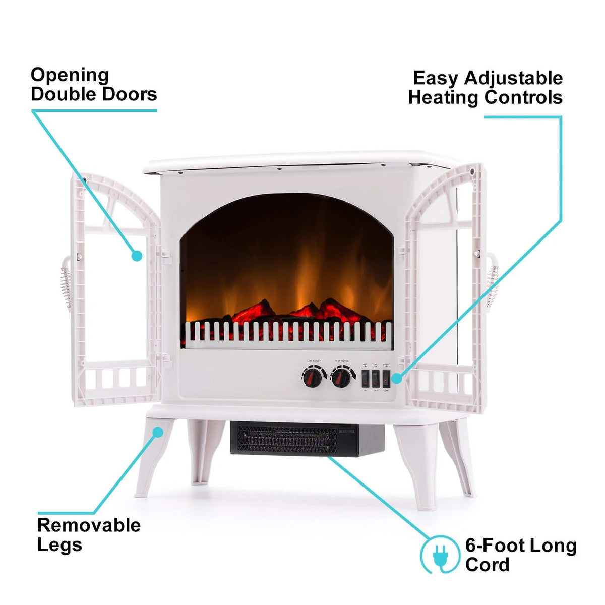 e-Flame USA Jasper Free Standing Electric Fireplace Stove - Red