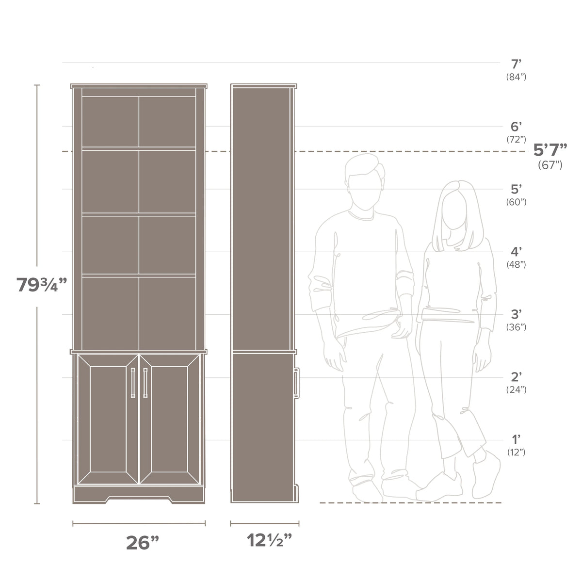 Prepac Rustic Ridge Washed White 26" W x 79.75" H x 12.5" D Bookcase