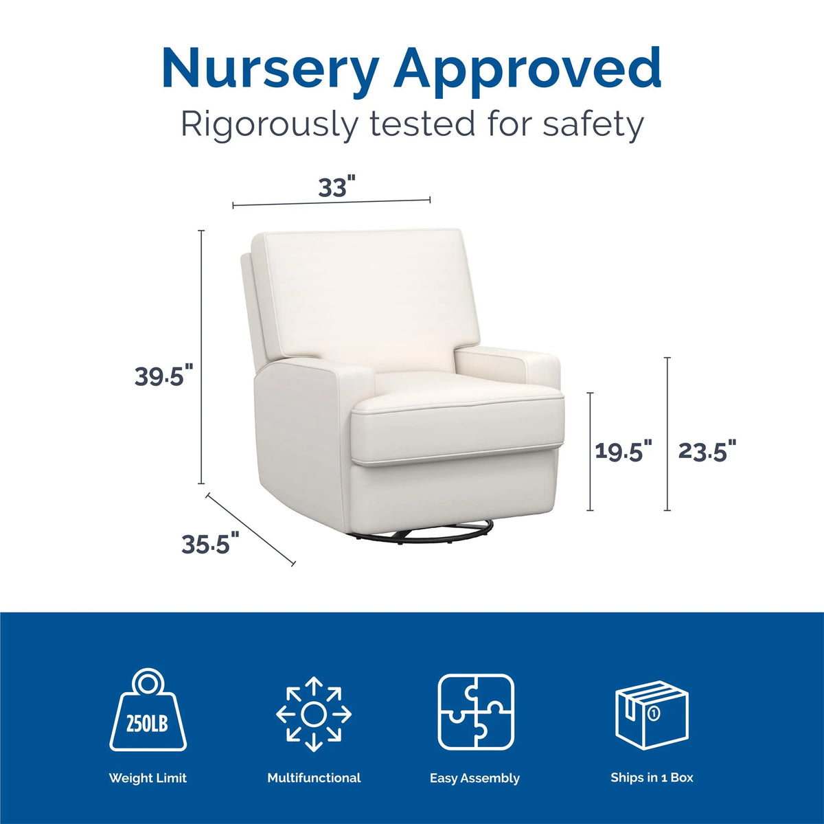 Baby Relax Rylan 4-in-1 Swivel Glider Rocker Recliner Chair