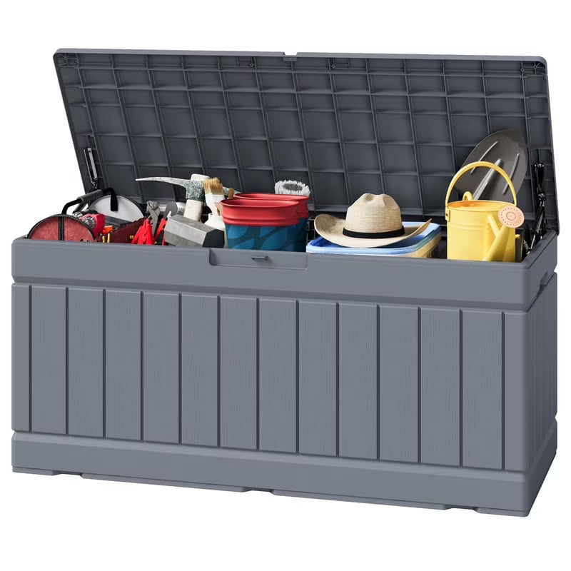 Homall 82 Gallon Outdoor Storage in Resin Deck Box 45.66in Width Lockable Deck Box, Black