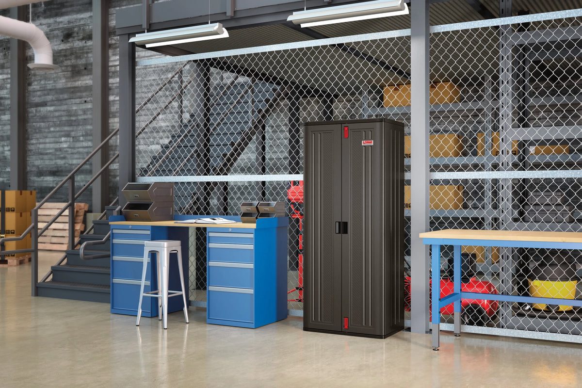Suncast 72 in 4-Shelf Storage Cabinet Locker for Garage, Black, BMCCPD7204