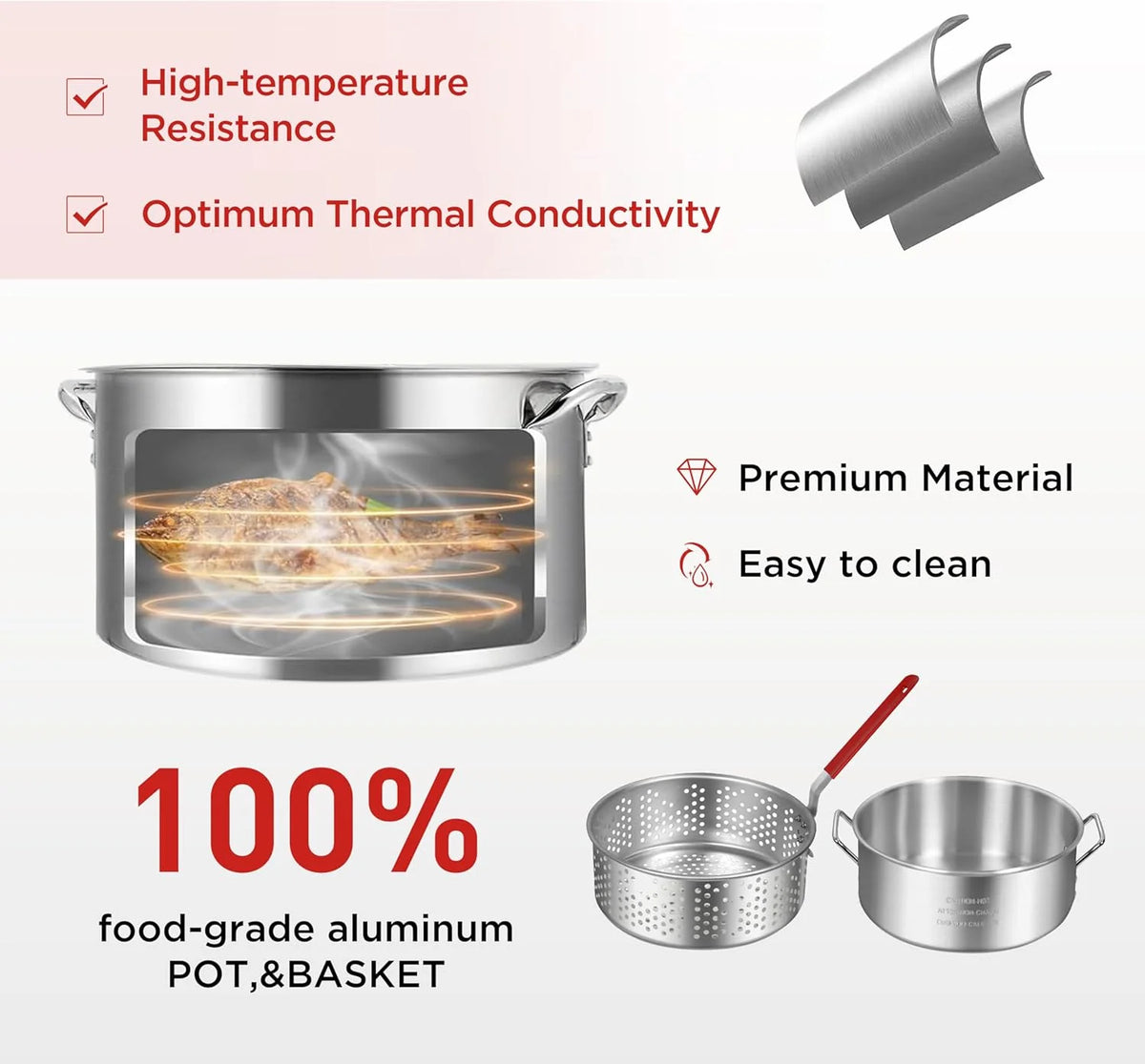 Red Mountain Valley 10.5-Quart Outdoor Propane Fish Fryer with Aluminum Filter Basket and Thermometer for frying fish, wings, 50,000 BTU Gas Propane Deep Fryer, 0-5 PSI Regulator, Full CSA Approved