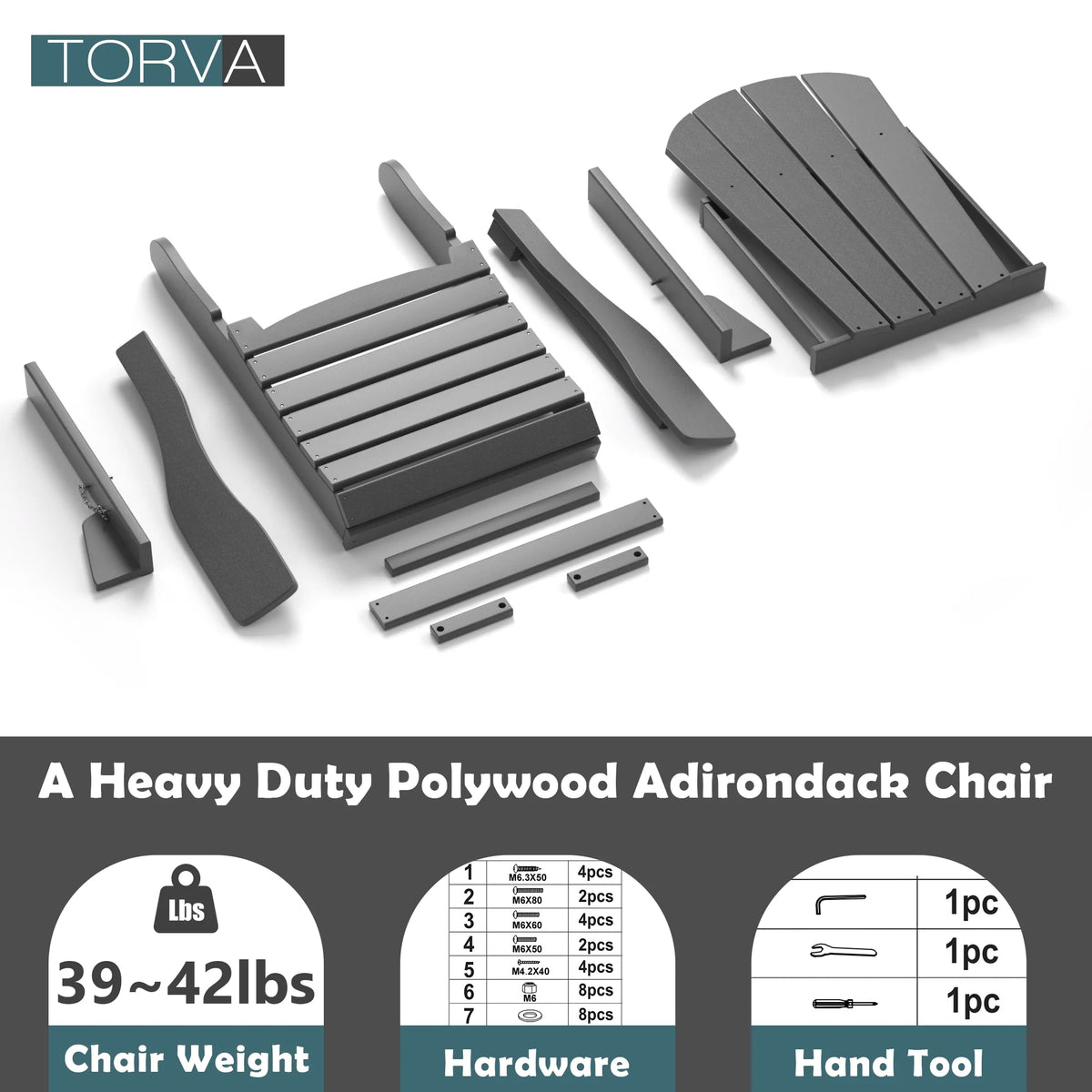 TORVA Folding Adirondack Chair, Fire Pit Chair,Patio Outdoor Chairs All-Weather Proof HDPE Resin for BBQ Beach Deck Garden Lawn Backyard, Black