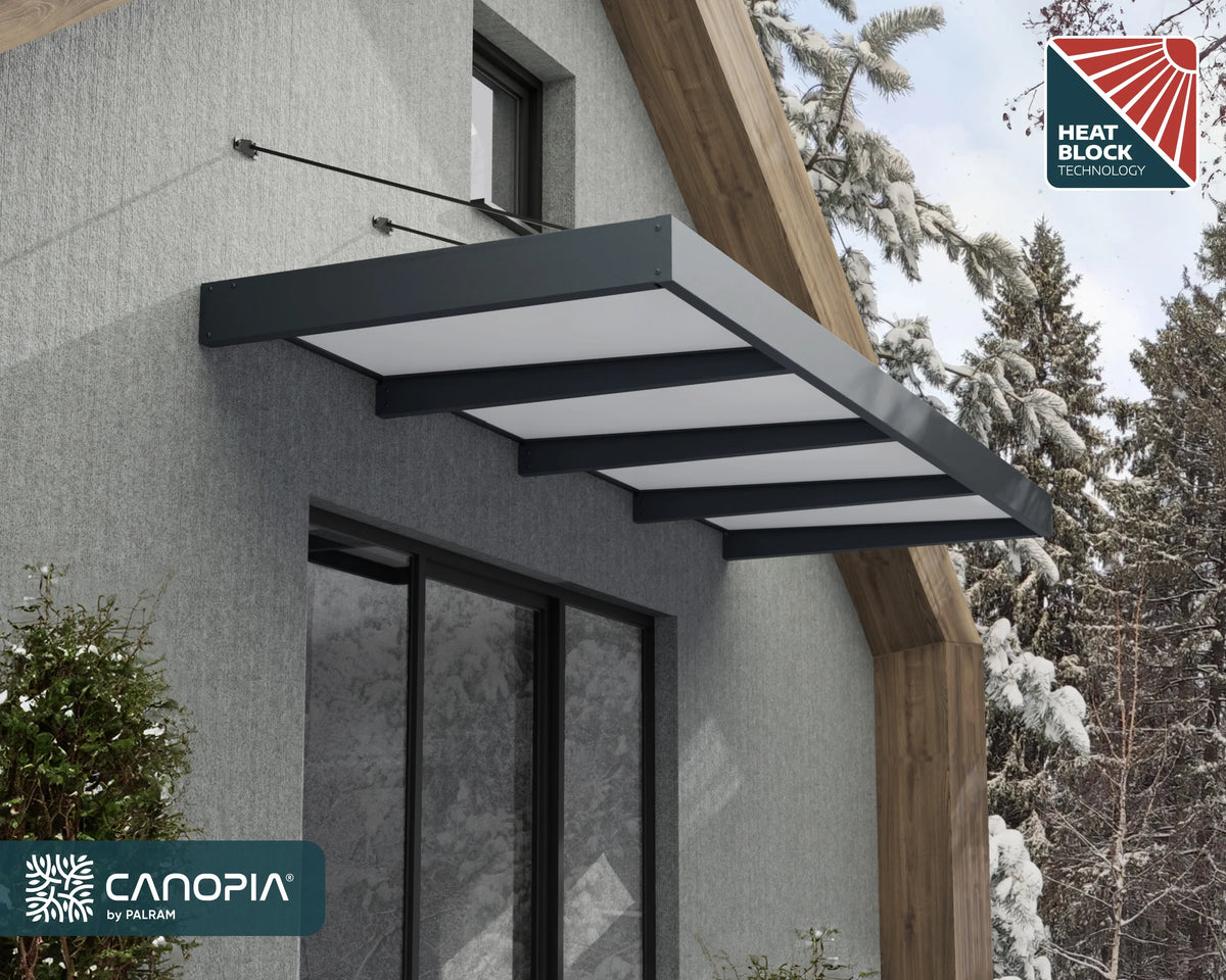 Palram - Canopia Sophia XL 2000 6' x 5' Acrylic Awning - Gray/Mist