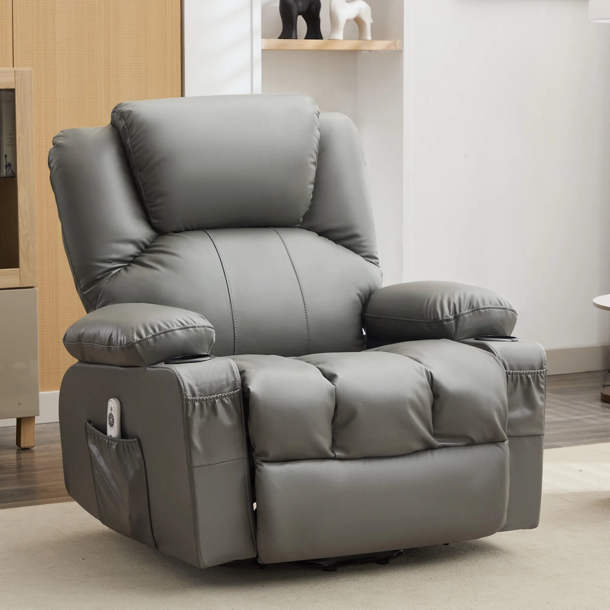 JONPONY Power Lift Recliner Chair Recliners for Elderly with Heat and Massage Recliner Chair for Living Room with Infinite Position and Side Pocket,USB Charge Port,Black