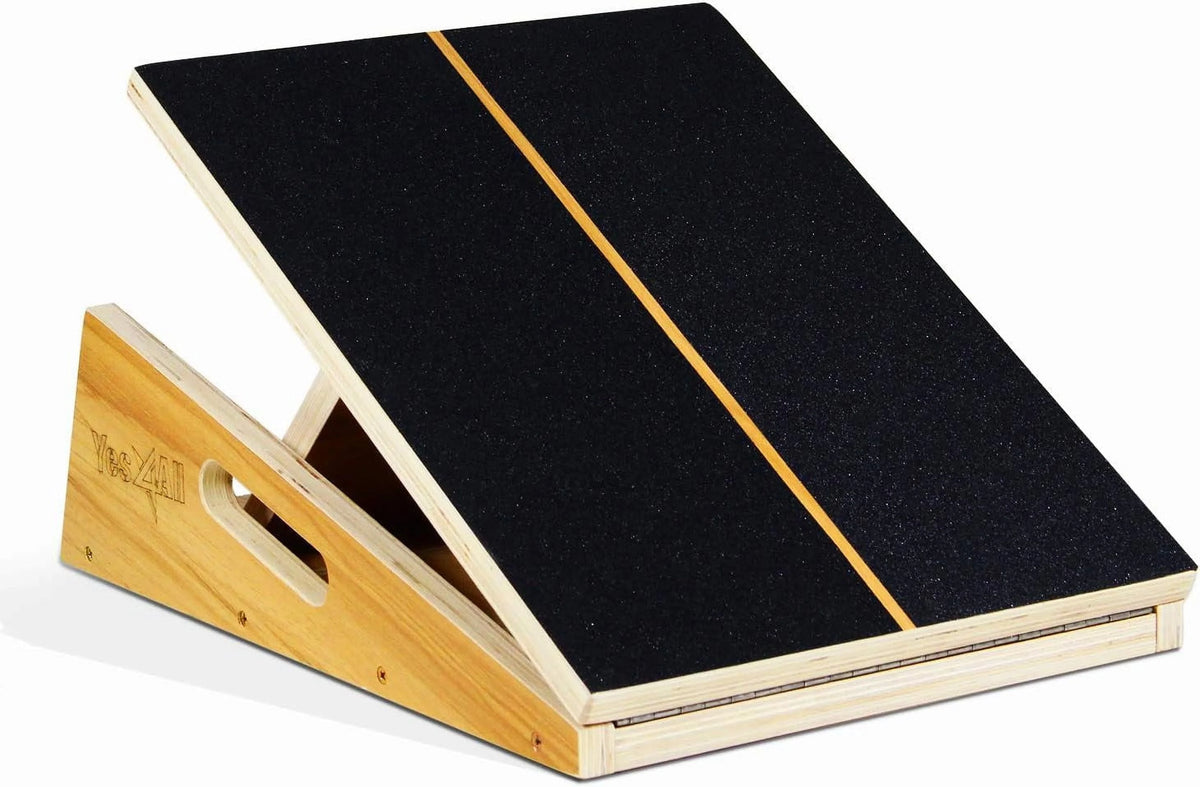 Yes4All Professional Wooden Slant Board, Adjustable Incline Board with Anti-Slip Surface for Calf Stretching - Extra Side-Handle Design for Portability (Full Coverage)