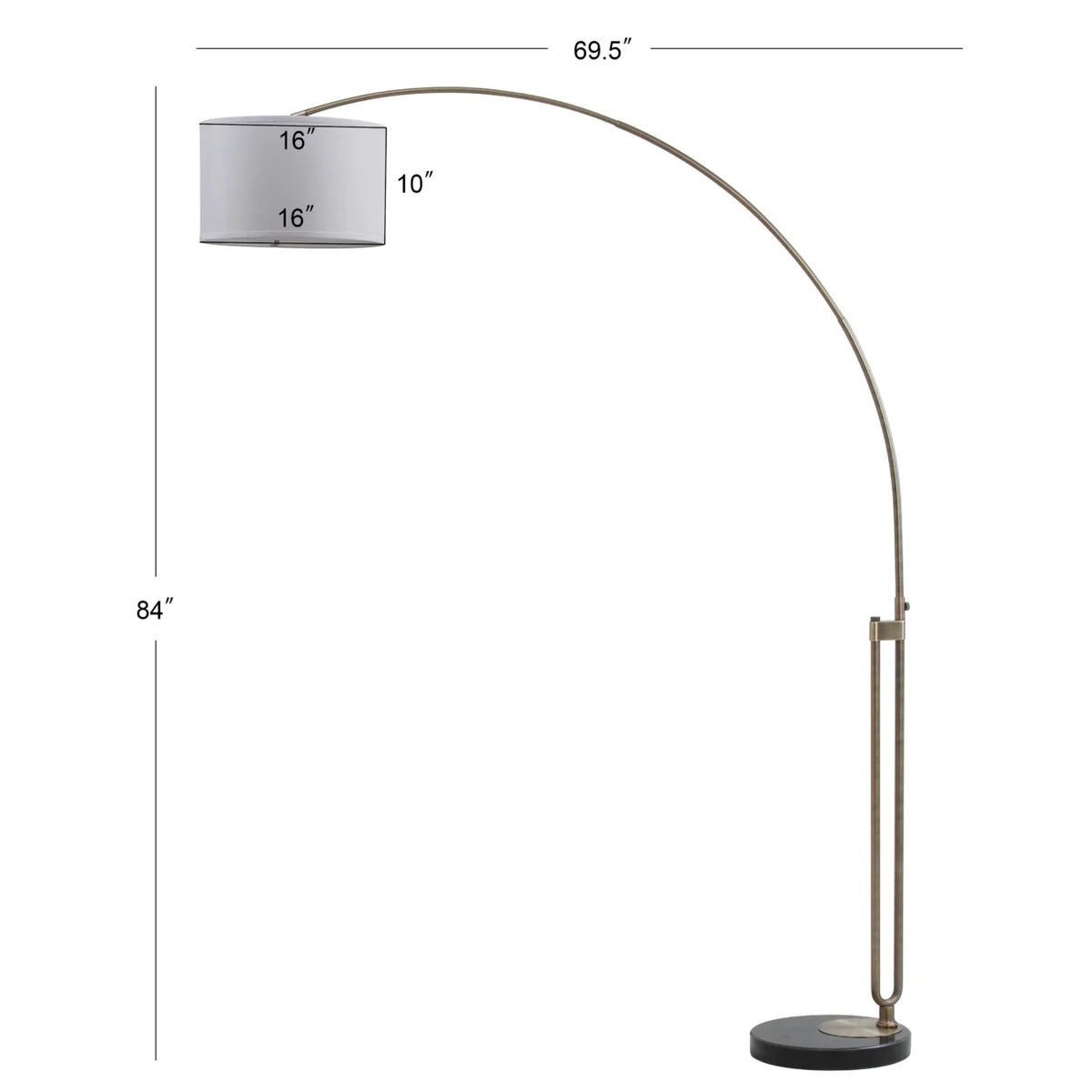 Safavieh Polaris 84 in. H Solid Glam Arc Floor Lamp, Antique Brass