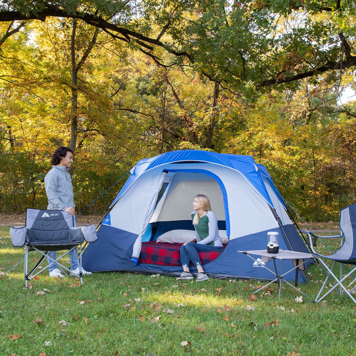 Ozark Trail 8' x 7' 4-Person Instant Cabin Tent with LED Lighted Hub, 19 lbs
