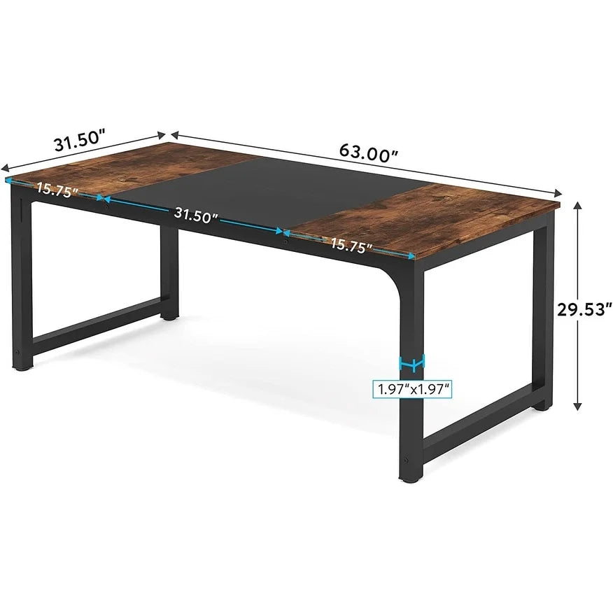 Large Simple Computer Desk Office Computer Table Writing Table for Home Office 63" L x 31.5" W x 29.5" H - Off White