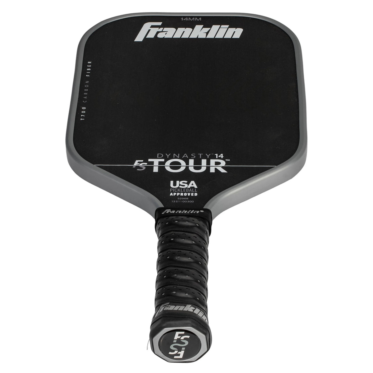 Franklin Sports Pro Pickleball Paddles - FS Tour Series Carbon Fiber Pickleball Paddles - Official USA Pickleball (USAPA) Approved Paddles - Dynasty Pro Player Paddle - 14mm Polymer Core - Gray