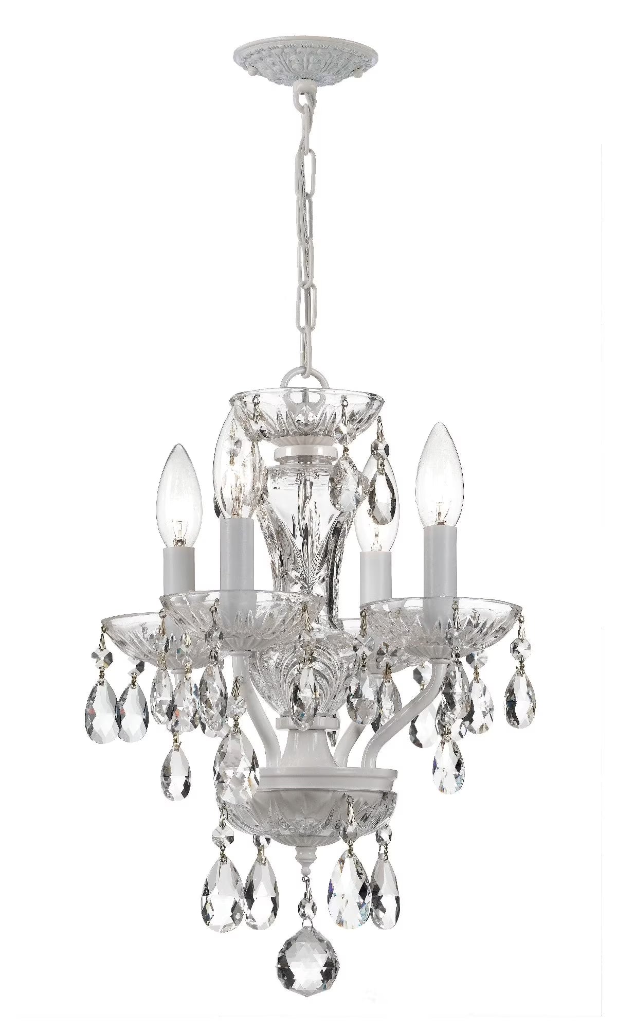 5534-EB-CL-MWP-Crystorama Lighting-Traditional Crystal - 15 Inch 4 Light Chandelier-Hand Cut Crystal Type-English Bronze Finish   -Traditional