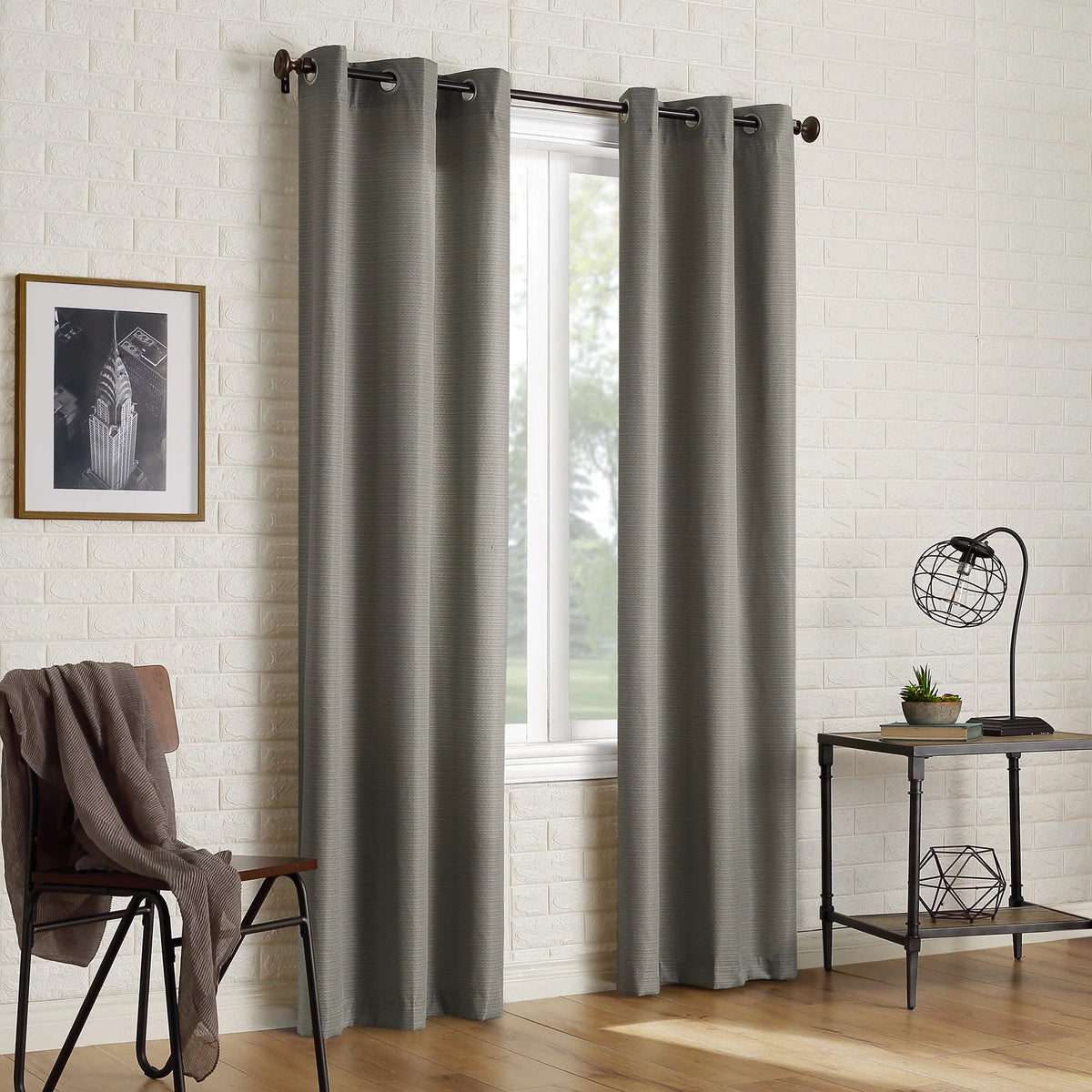 Sun Zero 2-pack Arlo Textured Thermal Insulated Grommet Curtain Panel Pair, 40"x95", Gray, Adult