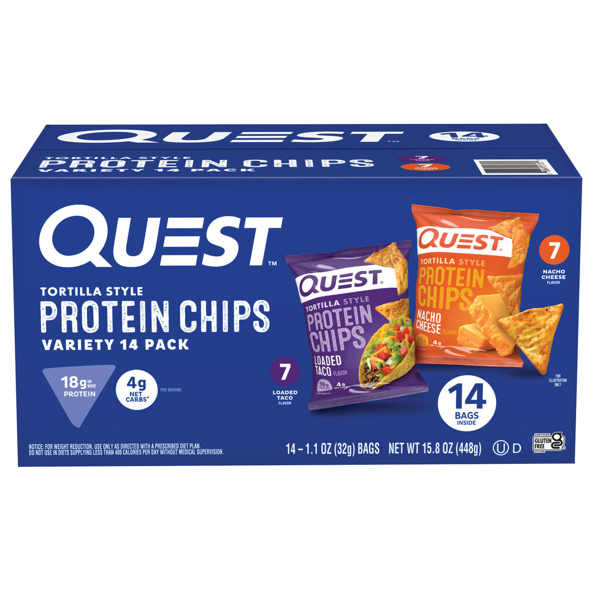 Quest Tortilla Chips, Variety pack, 1.1 Oz Bags, 14-count
