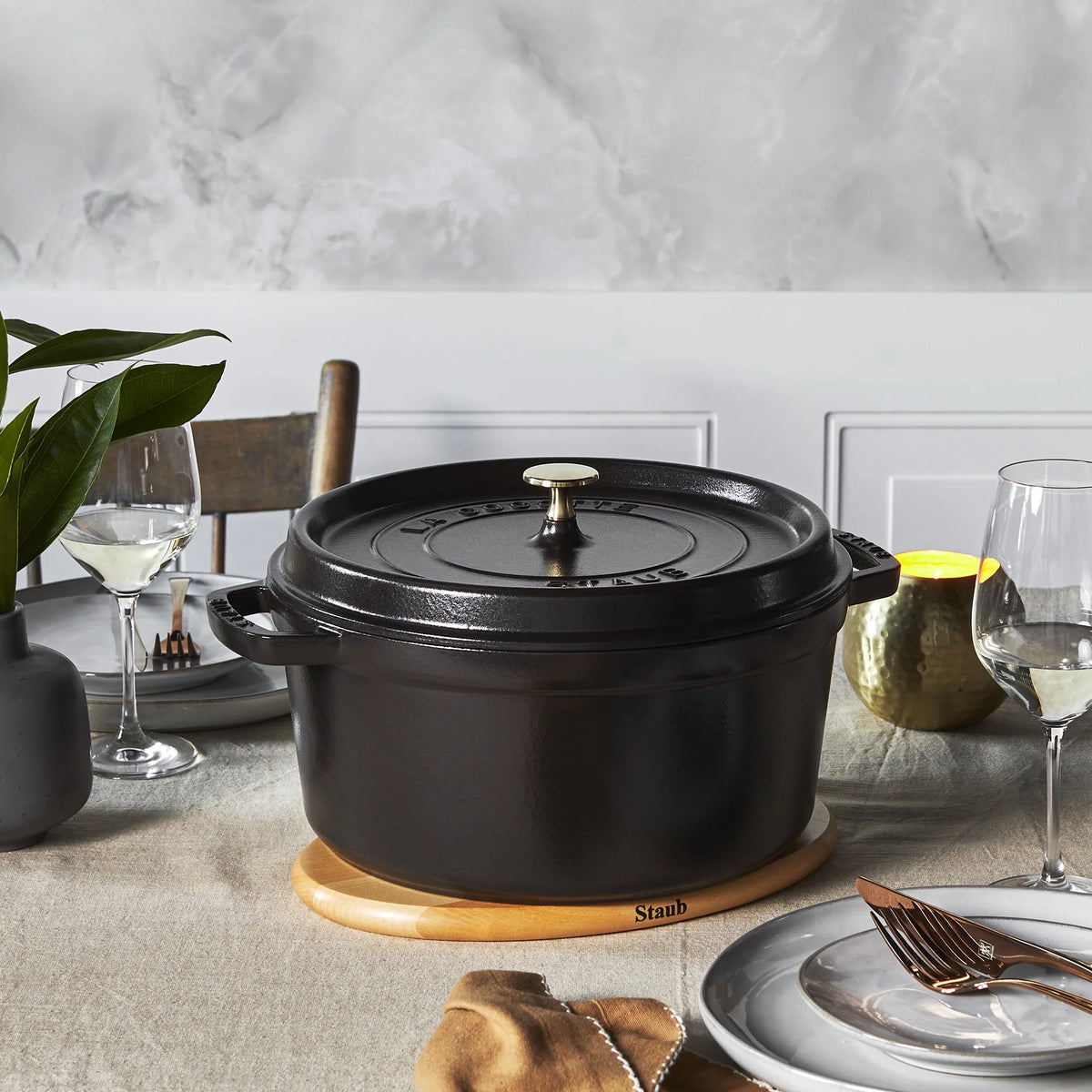 Staub Cast Iron 7-qt Round Cocotte - Grenadine
