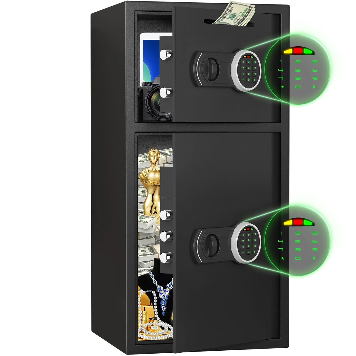 Silkight 6.5 Cu ft Home Safe Box - Fireproof  Depository Drop Safe with Backlit Keypad&Alarm System for Business Home