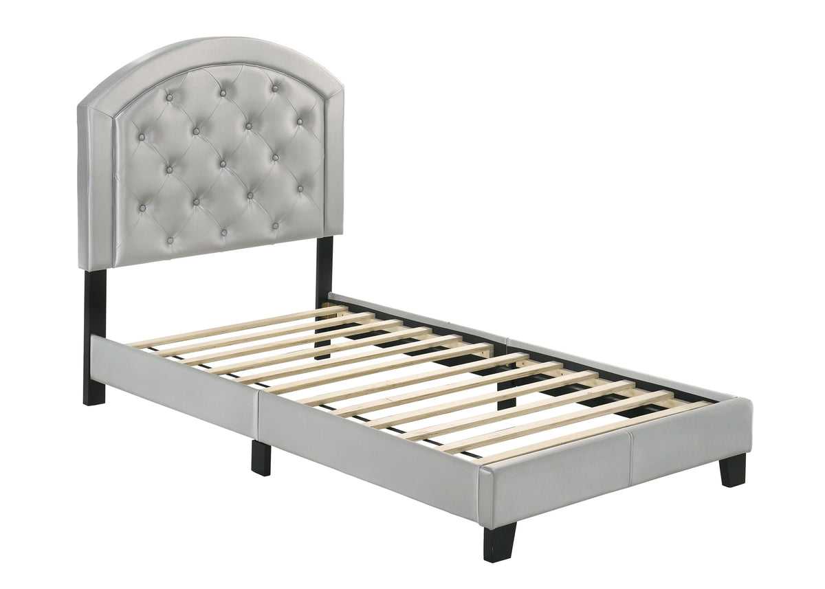 Crown Mark Silver Gaby Twin Platform Bed with Adjustable Headboard
